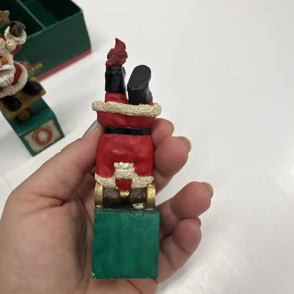 Kurt Adler 3 Piece Balancing Santa’s Christmas Joy Blocks Resin Figurine Set